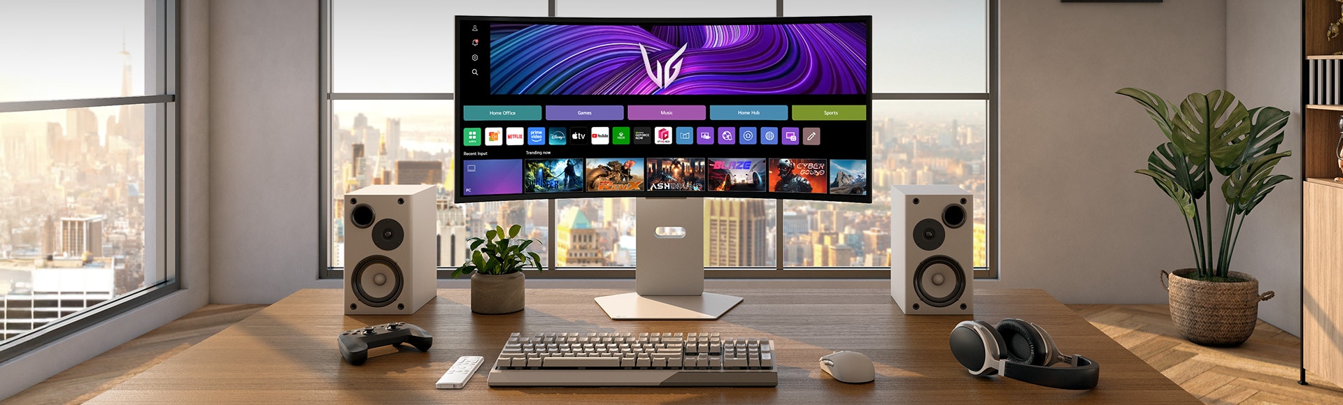 Μπροστινή εικόνα της οθόνης παιχνιδιών UltraGear™ OLED 34gx90sa.	