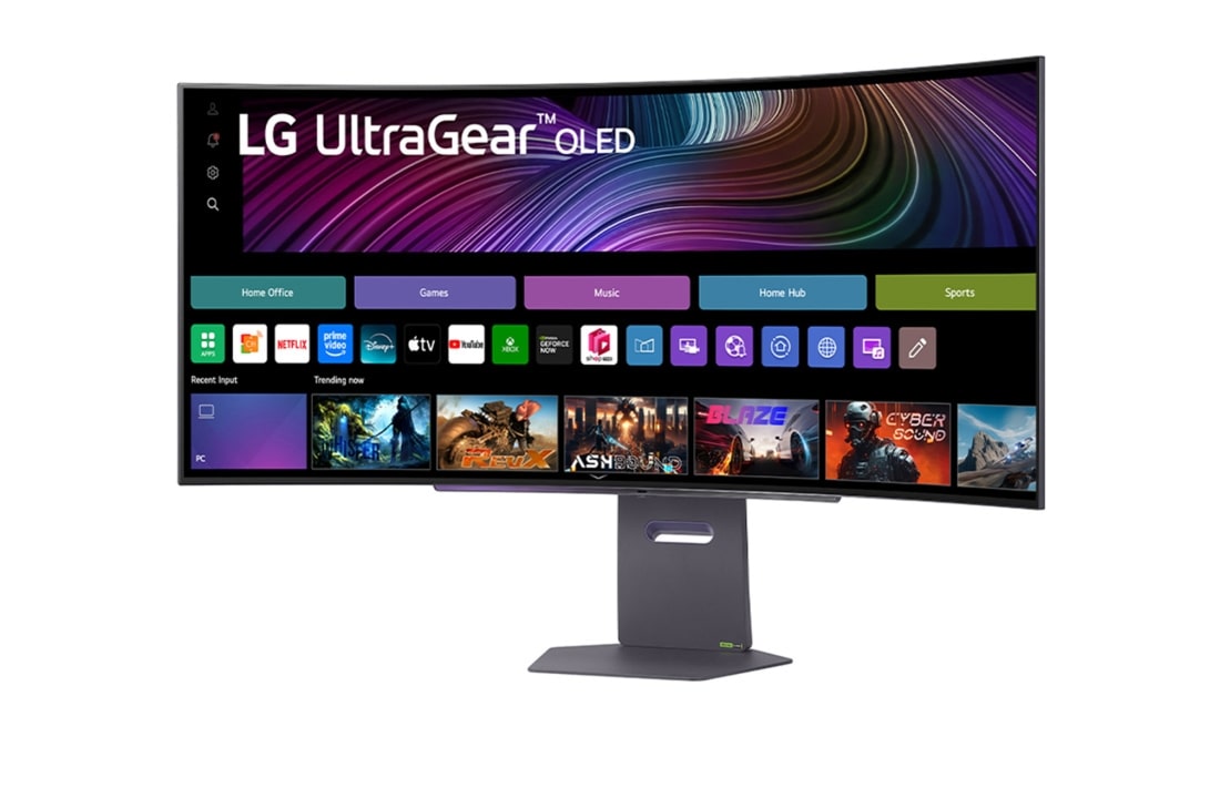 LG Κυρτή smart οθόνη για παιχνίδια LG UltraGear™ 45 ιντσών OLED 240Hz WQHD | webOS, 0.03ms (GtG), 240Hz, DisplayHDR True Black 400, πλαϊνή όψη σε γωνία -15 μοιρών, 45GX90SA-B, thumbnail 2