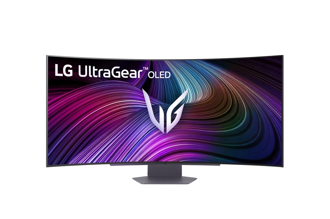 LG Κυρτή smart οθόνη για παιχνίδια LG UltraGear™ 45 ιντσών OLED 240Hz WQHD | webOS, 0.03ms (GtG), 240Hz, DisplayHDR True Black 400, μπροστινή όψη της οθόνης με τη βάση κάτω, 45GX90SA-B, thumbnail 8