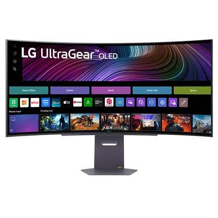 LG Κυρτή smart οθόνη για παιχνίδια LG UltraGear™ 45 ιντσών OLED 240Hz WQHD | webOS, 0.03ms (GtG), 240Hz, DisplayHDR True Black 400, μπροστινή όψη, 45GX90SA-B, thumbnail 1