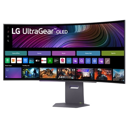 LG Κυρτή smart οθόνη για παιχνίδια LG UltraGear™ 45 ιντσών OLED 240Hz WQHD | webOS, 0.03ms (GtG), 240Hz, DisplayHDR True Black 400, πλαϊνή όψη σε γωνία -15 μοιρών, 45GX90SA-B, thumbnail 2