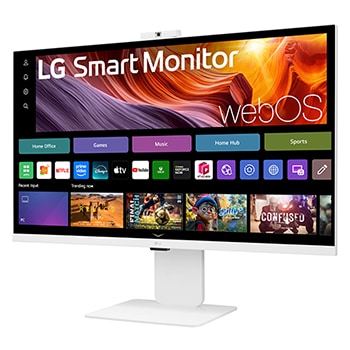 LG 31,5” 4K UHD IPS Smart Monitor με webOS, Πλαϊνή όψη σε γωνία -15 μοιρών με webcam, 32U850SA-W, thumbnail 6