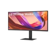 LG Οθόνη 34 ιντσών UltraWide WQHD (3440x1440) 21:9 IPS, Μπροστινή όψη υπό γωνία της υπερευρυγώνιας οθόνης (αριστερά), 34U650A-B, thumbnail 2