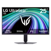 LG Copilot said:  UltraGear™ G5 25 ιντσών, Gaming Monitor FHD 200Hz, Αυτή η εικόνα δείχνει την μπροστινή όψη της οθόνης για παιχνίδια LG UltraGear™ G5 25 ιντσών, με οθόνη IPS με ανάλυση FHD (1920×1080), ρυθμό ανανέωσης 200Hz και χρόνο απόκρισης 1ms (GtG), δίνοντας έμφα, 25G523B-B, thumbnail 1