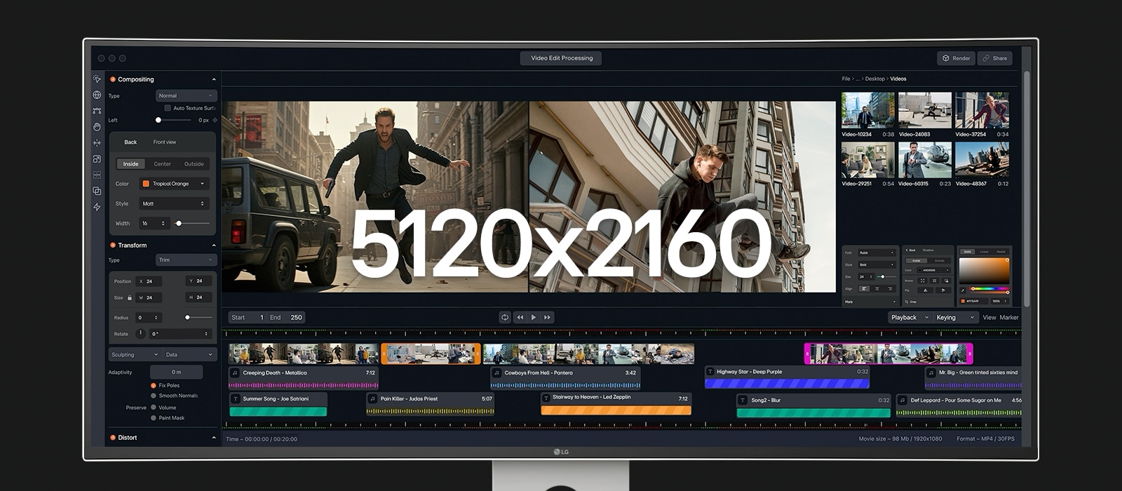 Ένα βίντεο κλιπ δείχνει το εύρος της οθόνης 5K2K σε σύγκριση με το μέγεθος της οθόνης 4K UHD.