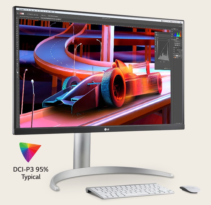 IPS με DCI-P3 95% (Typ.) προσφέροντας αληθινά χρώματα και ευρύ οπτικό πεδίο.