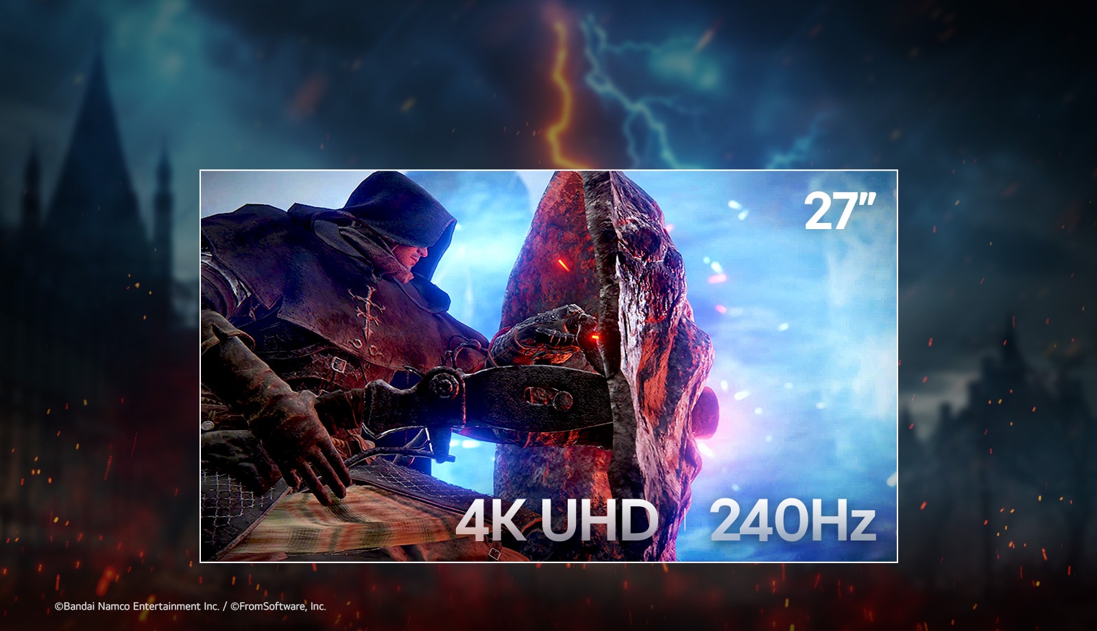 Οθόνη για παιχνίδια 27 ιντσών με ανάλυση 4K και ρυθμό ανανέωσης 240Hz.