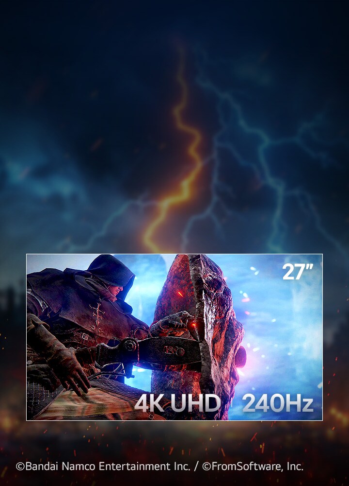 Οθόνη για παιχνίδια 27 ιντσών με ανάλυση 4K και ρυθμό ανανέωσης 240Hz.