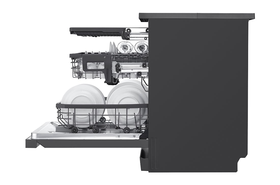 LG Πλυντήριο πιάτων με ατμό LG QuadWash™, Δεξιά πλαϊνή όψη (γεμάτο, ανοιχτή πόρτα), DF365FMS, thumbnail 10