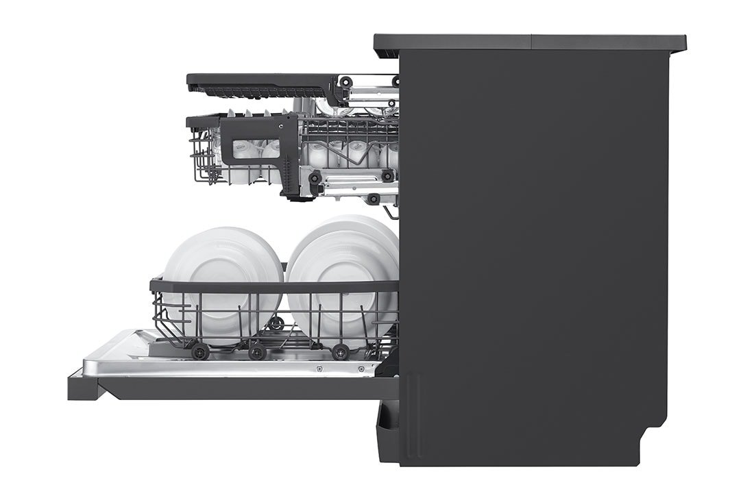 LG Πλυντήριο πιάτων με ατμό LG QuadWash™, Δεξιά πλαϊνή όψη (γεμάτο, ανοιχτή πόρτα), DF365FMS, thumbnail 11