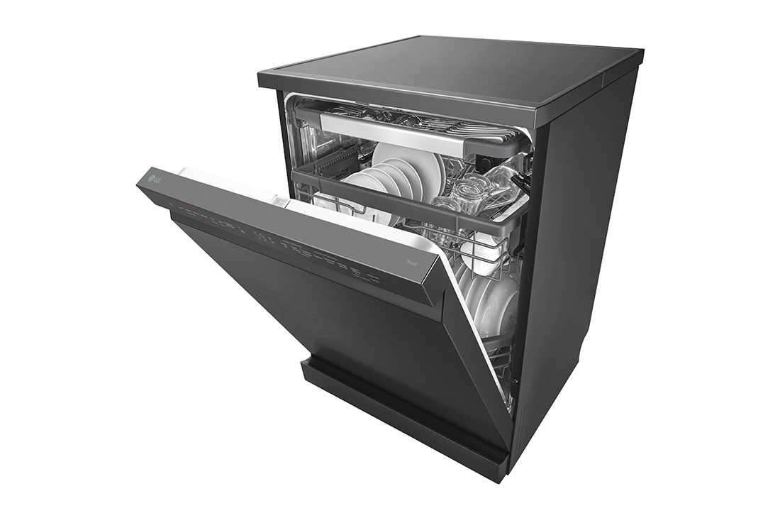 LG Πλυντήριο πιάτων με ατμό LG QuadWash™, Μπροστινή όψη (γεμάτο, μισάνοιχτη πόρτα), DF365FMS, thumbnail 9