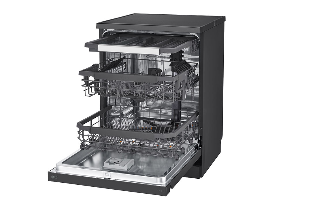 LG Πλυντήριο πιάτων με ατμό LG QuadWash™, Δεξιά πλαϊνή όψη (άδειο, ανοιχτή πόρτα), DF365FMS, thumbnail 7