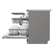 LG Πλυντήριο πιάτων με ατμό LG QuadWash™, Αριστερή πλαϊνή όψη (άδειο, μισάνοιχτη πόρτα) τοποθετημένο στην γκρι κουζίνα, DF455HPS, thumbnail 11