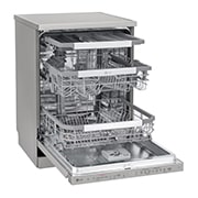 LG Πλυντήριο πιάτων με ατμό LG QuadWash™, TrueSteam™_Εμφανίζεται το εσωτερικό ενός πλυντηρίου πιάτων γεμάτο, και η λειτουργία TrueSteam αποδίδεται μέσω ενός εικονιδίου., DF455HPS, thumbnail 7