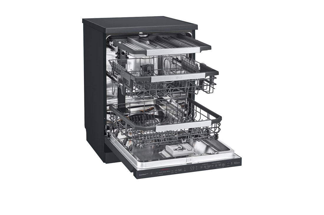 LG Πλυντήριο πιάτων με ατμό LG QuadWash™, Δεξιά πλαϊνή όψη (άδειο, ανοιχτή πόρτα), DF455HMS, thumbnail 4