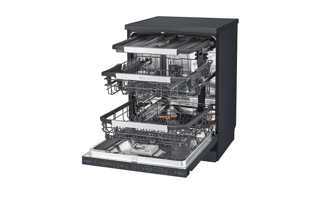 LG Πλυντήριο πιάτων με ατμό LG QuadWash™, Ενεργειακή απόδοση B_Το πλυντήριο πιάτων είναι εγκατεστημένο στη λευκή κουζίνα και το ενεργειακό σήμα B βρίσκεται στη δεξιά πλευρά., DF455HMS, thumbnail 7