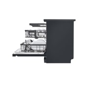 LG Πλυντήριο πιάτων με ατμό LG QuadWash™, ThinQ™_Δείχνει ένα πλυντήριο πιάτων σε λειτουργία και ένα έξυπνο τηλέφωνο με ενεργοποιημένη την οθόνη ThinQ. Επικοινωνήστε τα χαρακτηριστικά του ThinQ μέσω εικονιδίων., DF455HMS, thumbnail 10