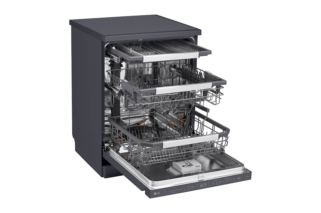 LG Πλυντήριο πιάτων με ατμό LG QuadWash™, Left Side with dish, DF587HMS, thumbnail 5