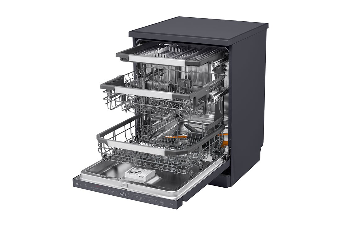 LG Πλυντήριο πιάτων με ατμό LG QuadWash™, Right Side with dish, DF587HMS, thumbnail 8