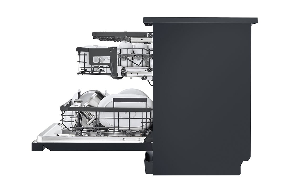 LG Πλυντήριο πιάτων με ατμό LG QuadWash™, Right Side with dishes, DF587HMS, thumbnail 11