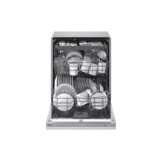 LG Εντοιχιζόμενο πλυντήριο πιάτων με ατμό και LG QuadWash™, Μπροστινή όψη ανοιχτής πόρτας με πιάτο, DB273TX, thumbnail 2