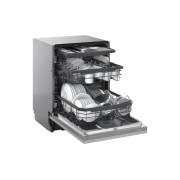 LG Εντοιχιζόμενο πλυντήριο πιάτων με ατμό και LG QuadWash™, Αριστερή πλαϊνή όψη ανοιχτής πόρτας με πιάτο με 3ο ράφι, DB375TXS, thumbnail 10