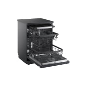 LG Ελεύθερο πλυντήριο πιάτων με ατμό και LG QuadWash™, Αριστερή πλαϊνή όψη ανοιχτής πόρτας με πιάτο με 3ο ράφι, DF375HMS, thumbnail 9