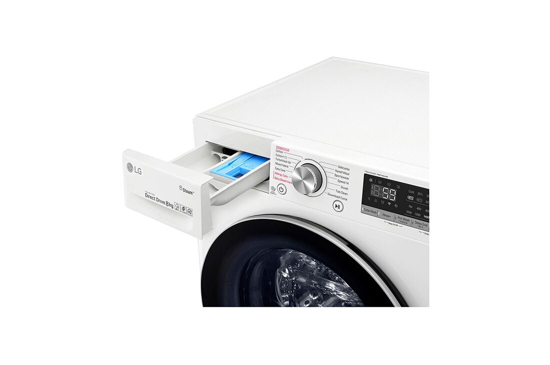 LG Πλυντήριο Ρούχων 8kg, AI DD™, Ατμού, TurboWash™  , Top Right Drawer Open Detail view, F4WV508S1E, thumbnail 5