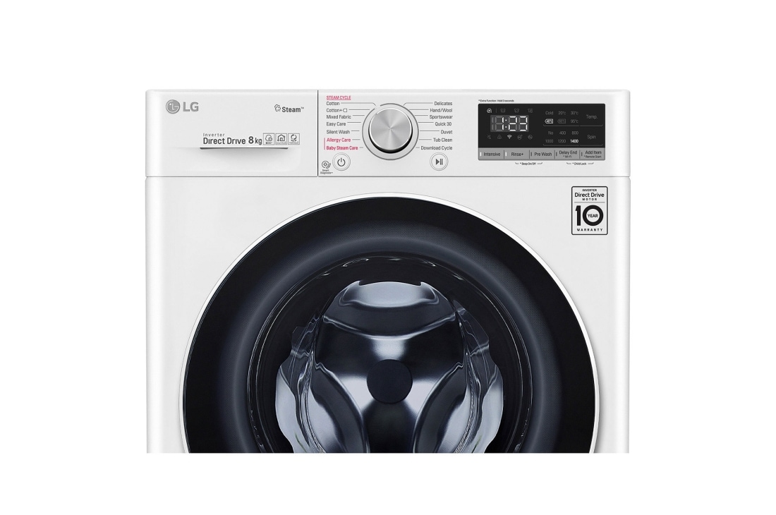 LG Πλυντήριο Ρούχων 8kg, AI DD™, Ατμού, TurboWash™  , tempered Glass Detail view, F4WV508S0E, thumbnail 6