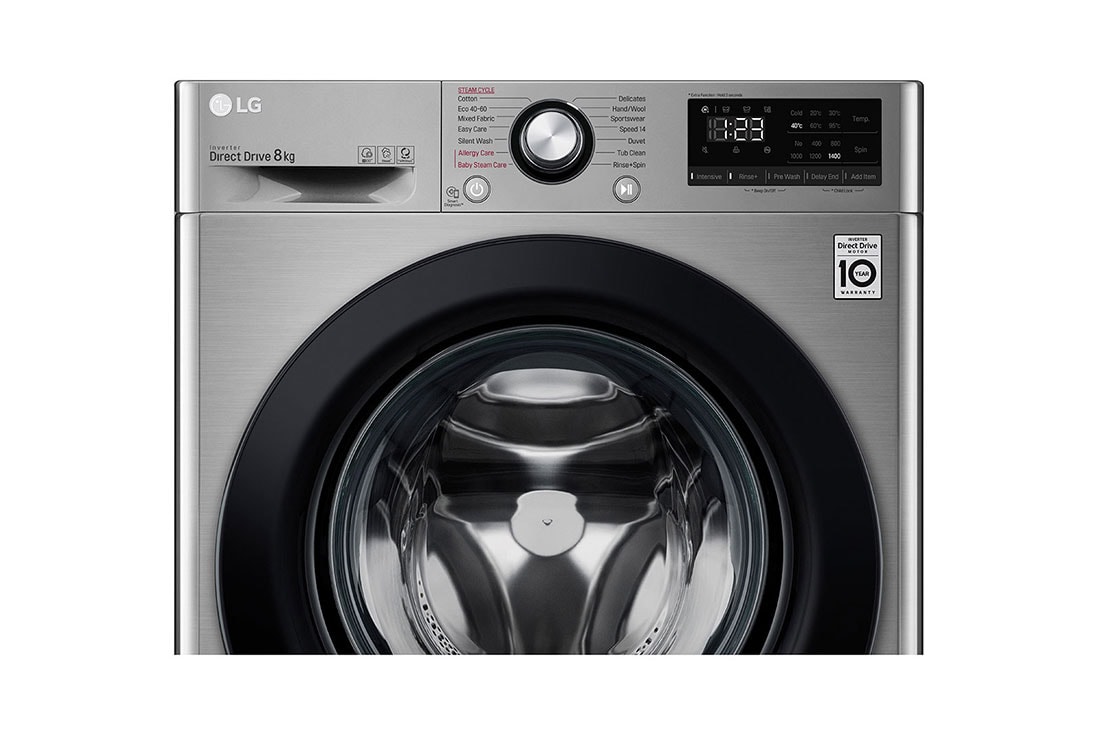 LG Πλυντήριο Ρούχων 8kg, AI DD™, Ατμού  , tempered Glass Detail view, F4WV308S6TE, thumbnail 4