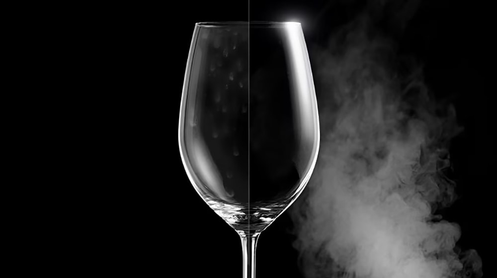 Copa de vino con vapor