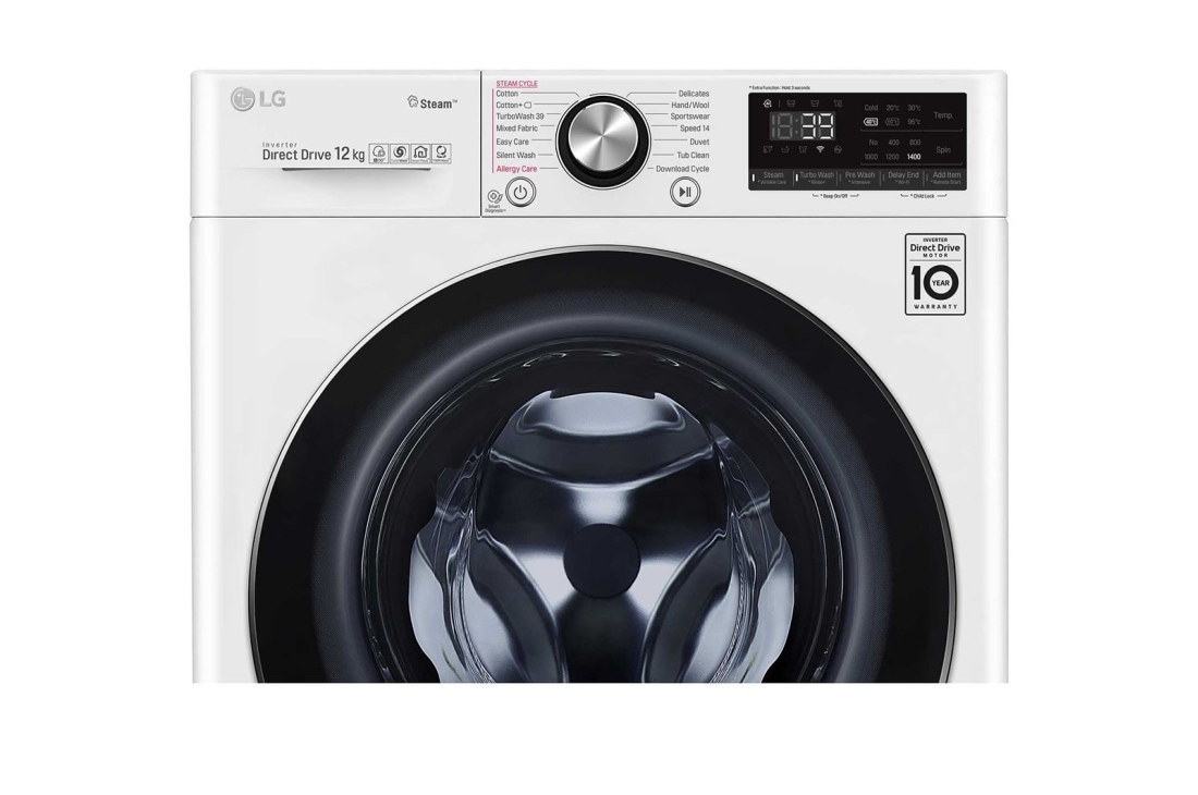 LG Πλυντήριο Ρούχων 12kg, AI DD™, Ατμού, TurboWash 360™ , Front Detail image, F4WV912P2, thumbnail 6