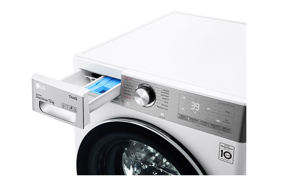 LG Πλυντήριο Ρούχων 12kg, AI DD™, Ατμού, TurboWash™, Drawer Open, F4WV912P2E, thumbnail 5