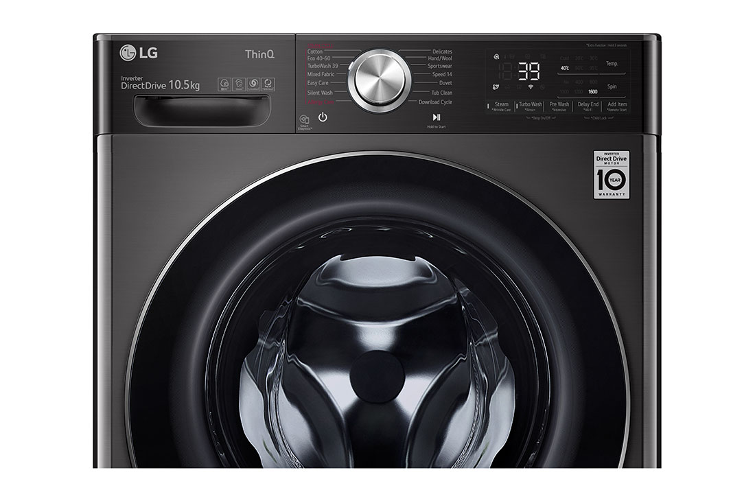 LG Πλυντήριο Ρούχων 10,5kg, AI DD™, Ατμού, TurboWash™ , Front Detail, F6WV910P2SE, thumbnail 5