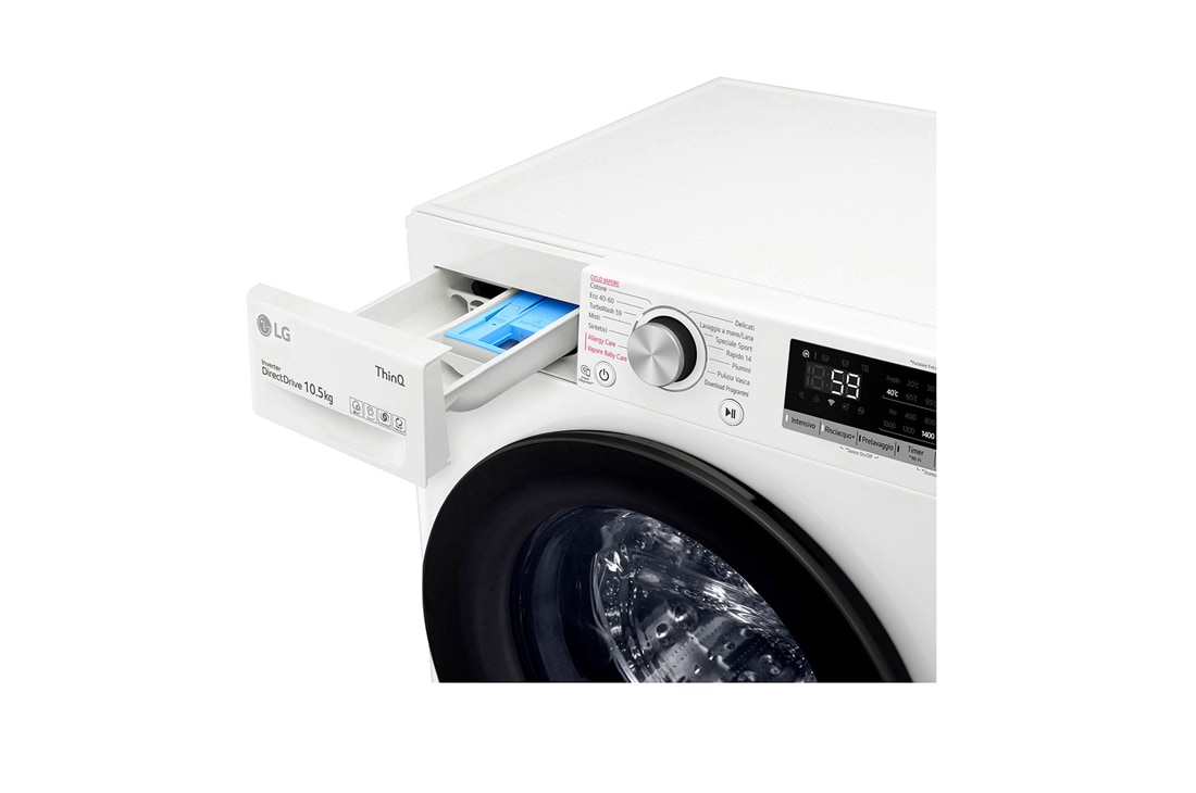LG Πλυντήριο Ρούχων 10,5kg, AI DD™, Ατμού, Top Right Drawer Open Detail view, F4WV510SAA, thumbnail 5