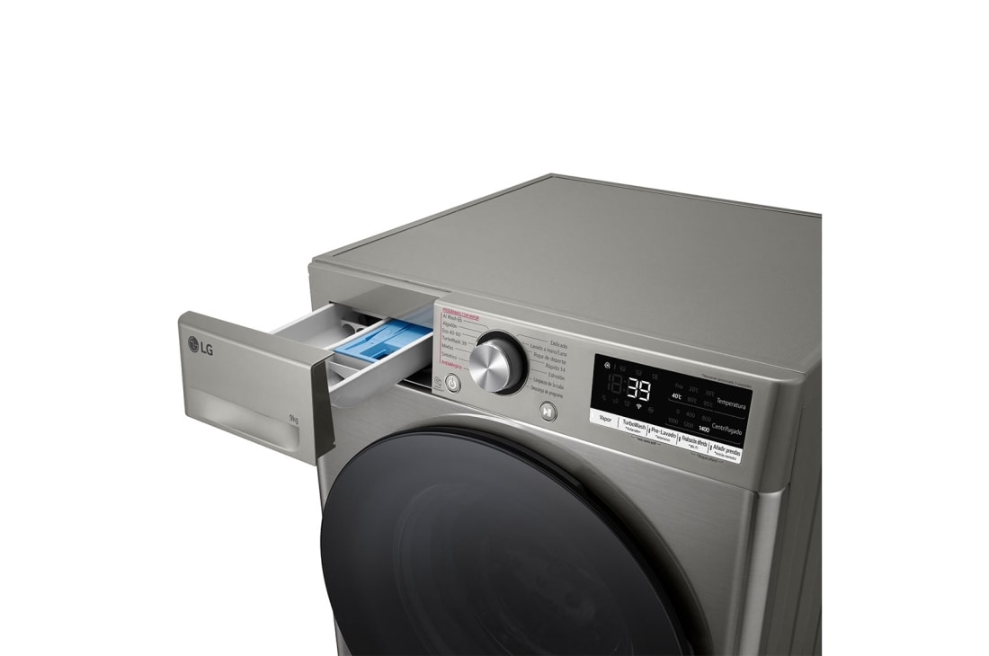 LG Πλυντήριο Ρούχων 9kg, AI DD™, Steam™ TurboWash™, Top Right Drawer Open Detail view, F4R7009TSSB, thumbnail 6