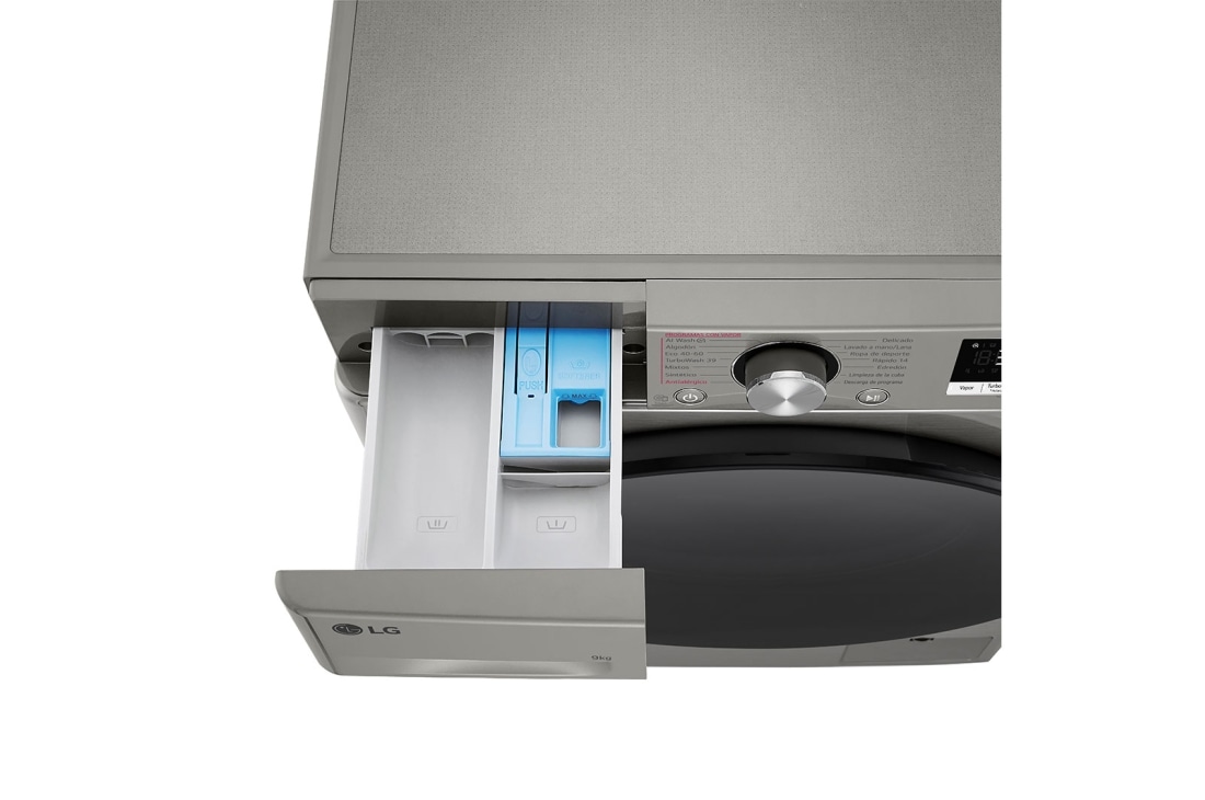 LG Πλυντήριο Ρούχων 9kg, AI DD™, Steam™ TurboWash™, Top Drawer Open Detail view, F4R7009TSSB, thumbnail 7