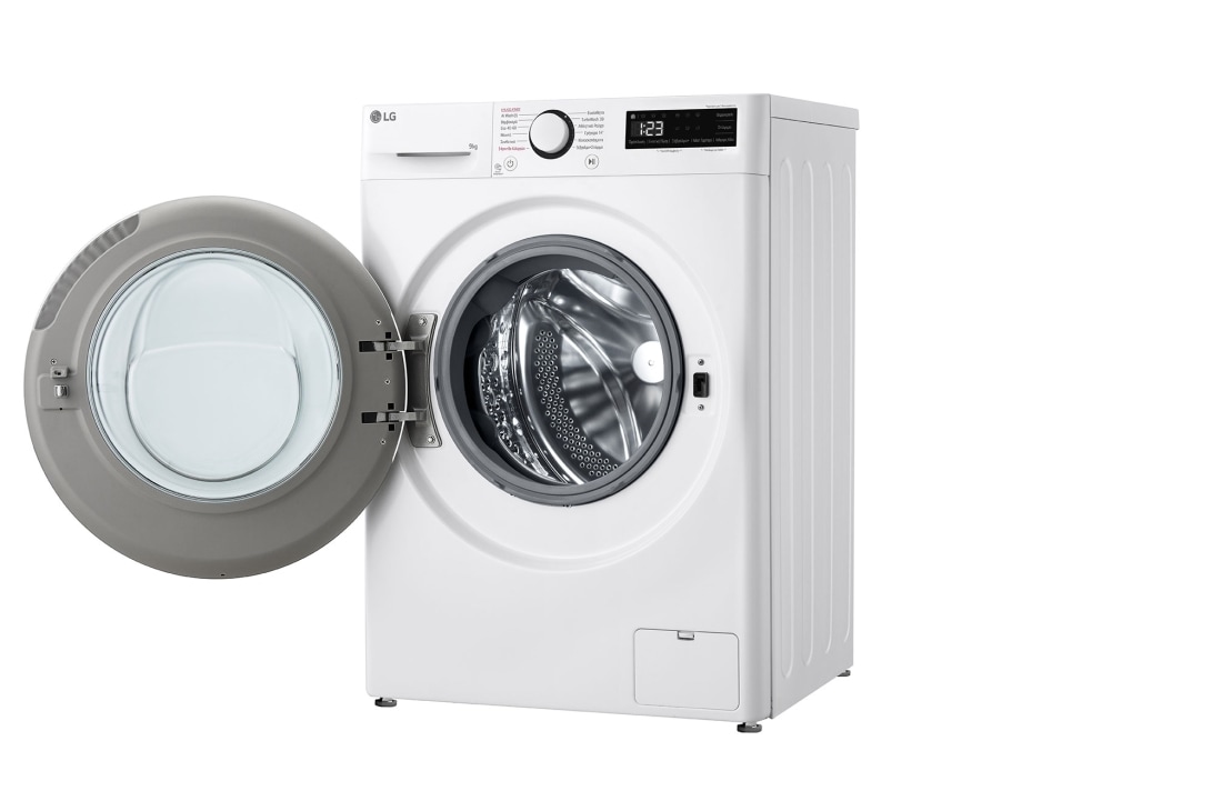 LG Πλυντήριο Ρούχων 9kg, AI DD™, Steam™,TurboWash™, Right side view with door open, F2R5009TSWB, thumbnail 11