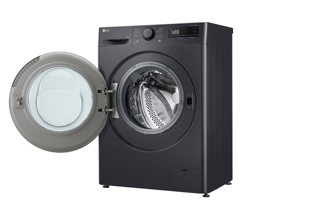 LG Πλυντήριο Ρούχων 9kg, AI DD™, Steam™,TurboWash™, Right side view with door open, F2R5009TSMB, thumbnail 11