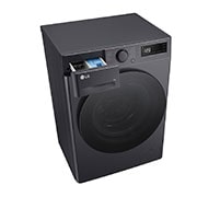 LG Πλυντήριο Ρούχων 9kg, AI DD™, Steam™,TurboWash™, Top perspective view with detergent port open, F2R5009TSMB, thumbnail 9