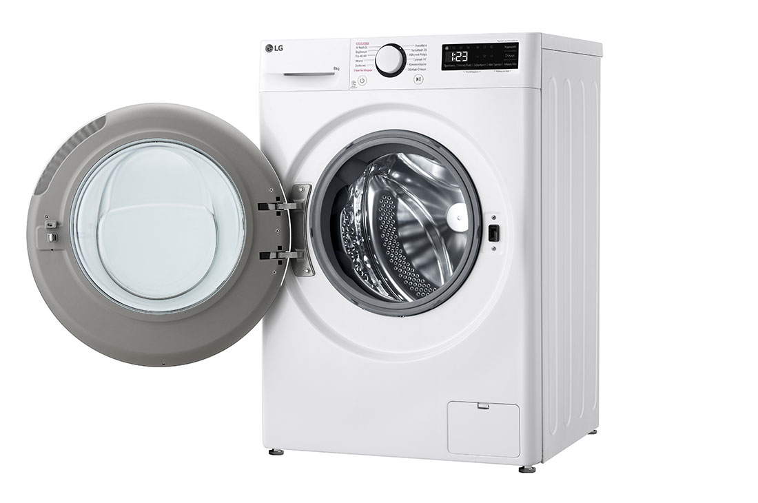 LG Πλυντήριο Ρούχων 8kg, AI DD™, Steam™,TurboWash™, Right open view, F2R5008TSWW, thumbnail 11