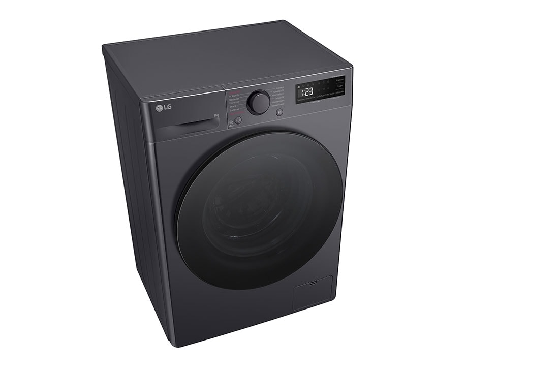 LG Πλυντήριο Ρούχων 8kg, AI DD™, Steam™,TurboWash™, Top perspective view, F2R5008TSMB, thumbnail 8