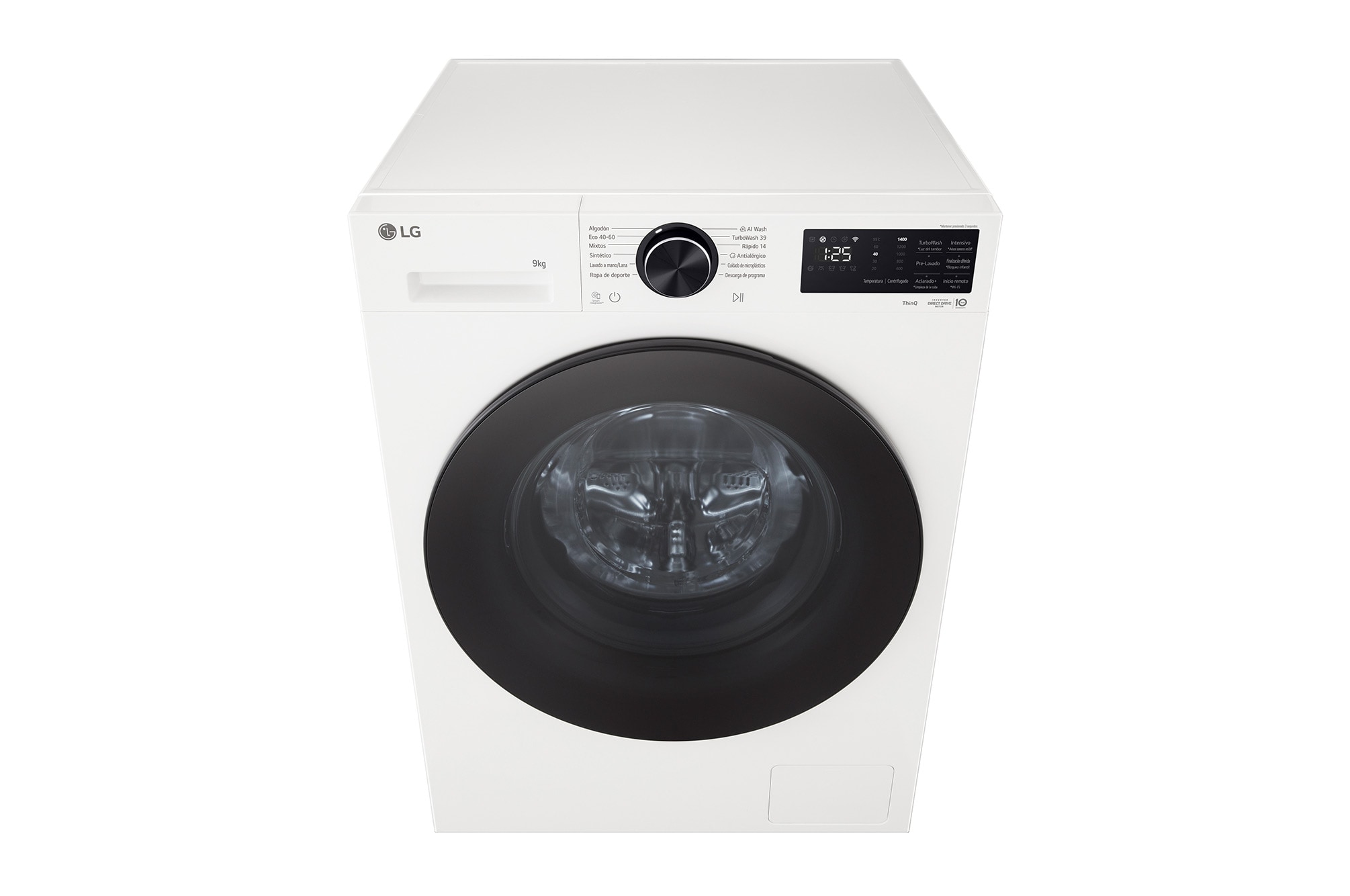 LG Πλυντήριο ρούχων 9kg, AIDD, TurboWash, Εικόνα που δείχνει ένα πλυντήριο σε ένα σαλόνι με αξιολόγηση ενεργειακής απόδοσης A δίπλα του, καταναλώνοντας 30% λιγότερη ηλεκτρική ενέργεια, F4X5509TWB, thumbnail 3