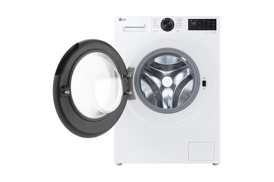LG Πλυντήριο ρούχων 9kg, AIDD, TurboWash, Μπροστινή ανοικτή όψη του πλυντηρίου ρούχων εμπρόσθιας φόρτωσης της LG, F2X50S9TLB, thumbnail 2