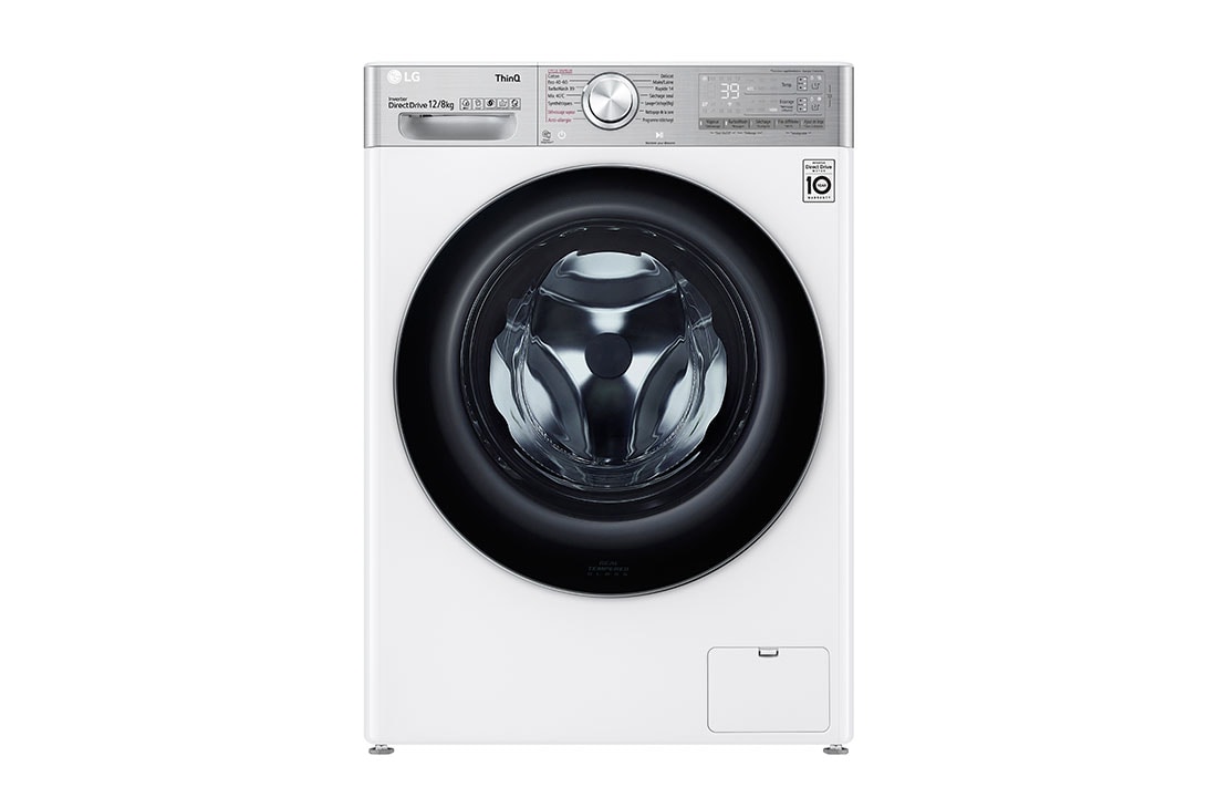 LG Πλυντήριο/Στεγνωτήριο Ρούχων 12/8kg, AI DD™, Ατμού, TurboWash™ , Eco Hybrid  , front view, F4DV912H2EA