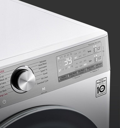 Μια εικόνα του πάνελ του πλυντηρίου σε μεγέθυνση, ώστε να είναι ευδιάκριτη η οθόνη.