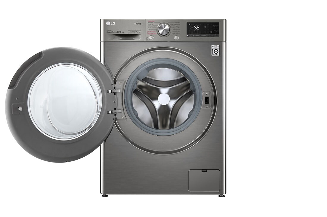 LG Πλυντήριο/Στεγνωτήριο Ρούχων 8/6kg, AI DD™, Ατμού, TurboWash™, front open view, F4DV508S2PE, thumbnail 2