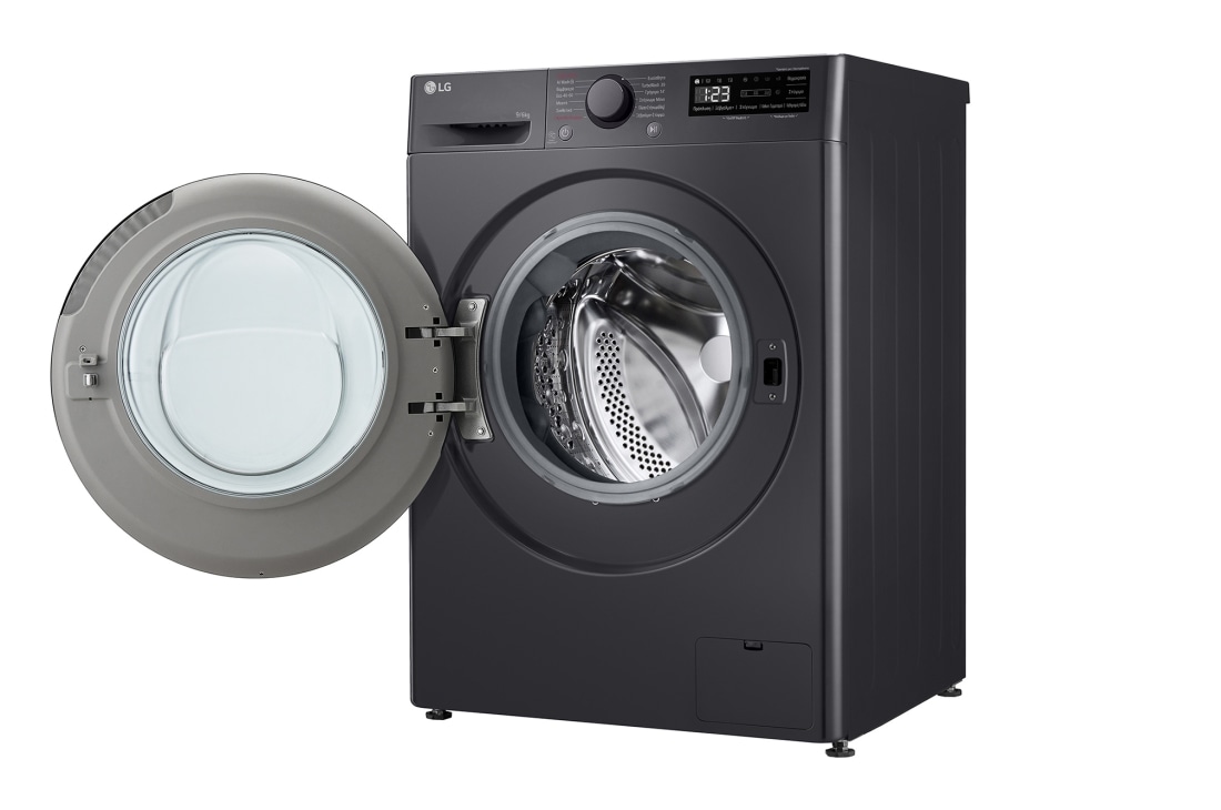 LG Πλυντήριο / Στεγνωτήριο Ρούχων 9/6kg, AI DD™, Ατμού, TurboWash 360™, προοπτική όψη από δεξιά κάτω, D4R5009TSMB, thumbnail 11