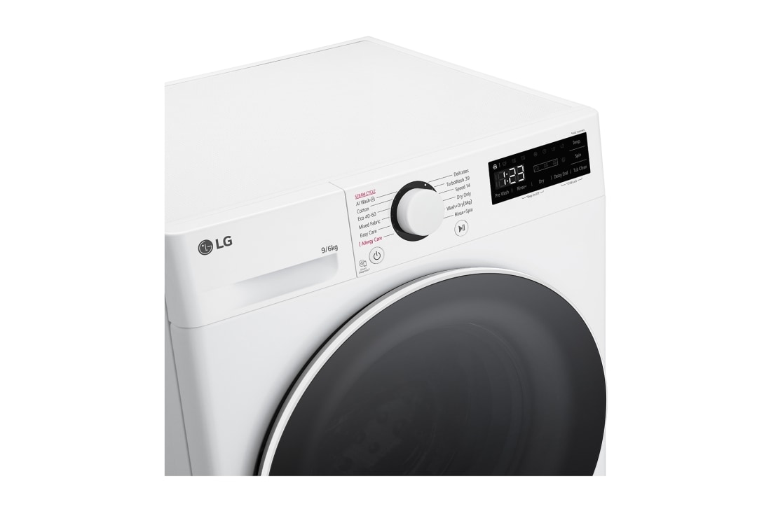 LG Πλυντήριο / Στεγνωτήριο Ρούχων 9/6kg, AI DD™, Ατμού, TurboWash 360™, κάτοψη άνω τμήματος και ελεγκτή, D4R5009TSWW, thumbnail 3