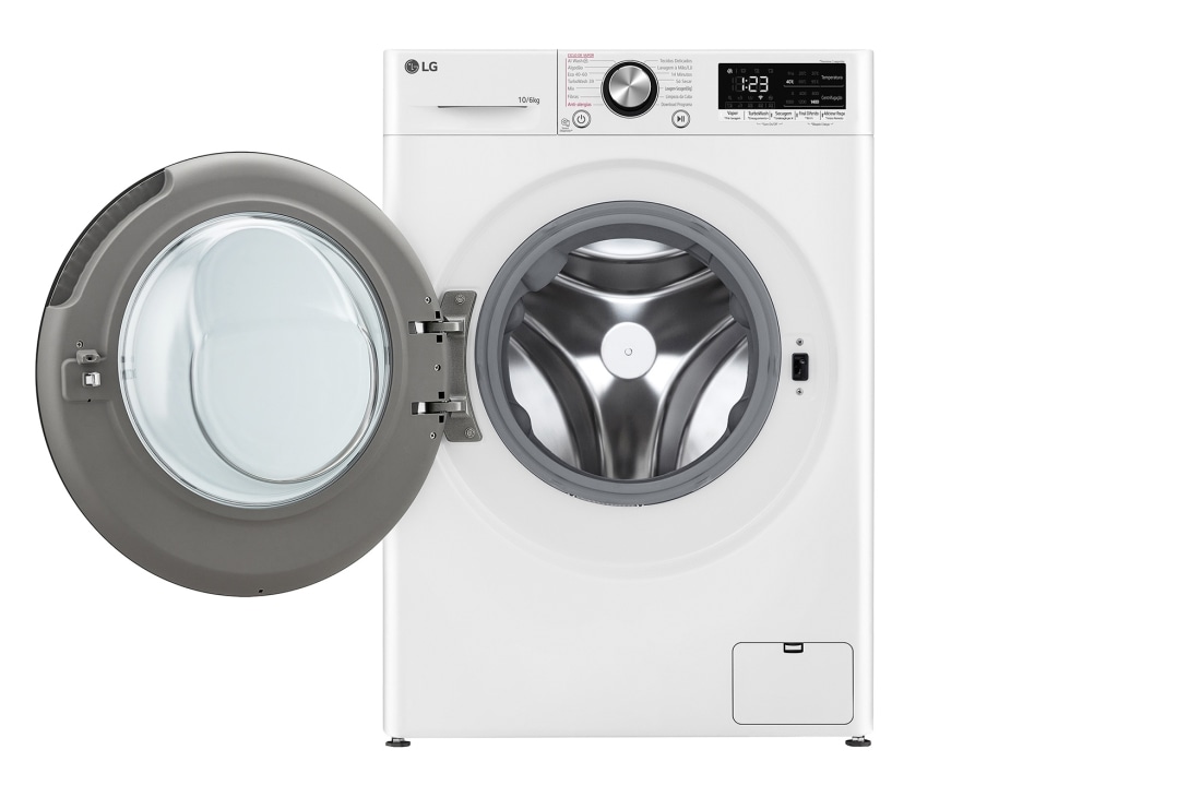 LG Πλυντήριο / Στεγνωτήριο Ρούχων 10/6kg, AI DD™, Ατμού, TurboWash 360™, μπροστινή όψη με ανοικτή πόρτα, D4R7010TSWB, thumbnail 2